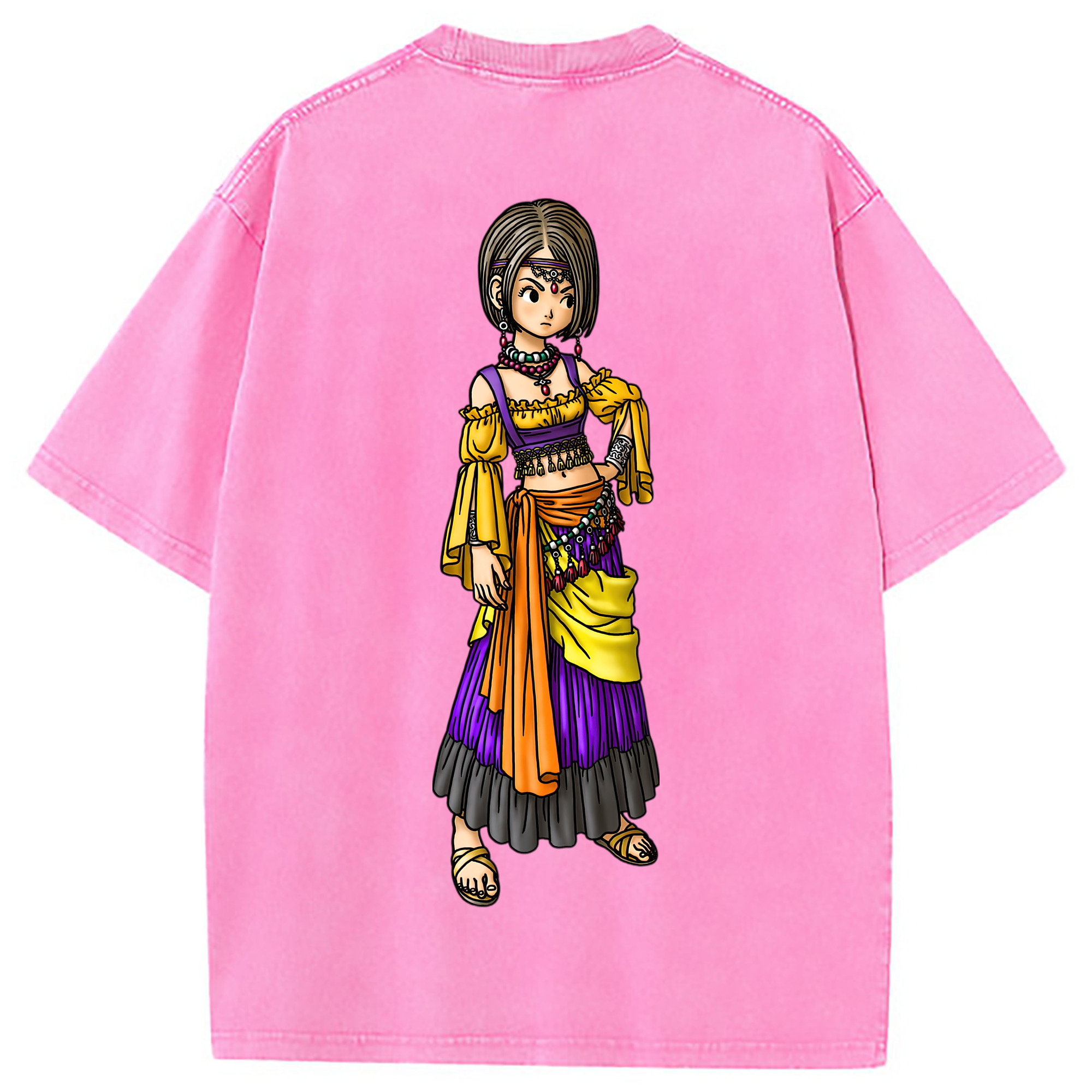 （画像用） ドラゴンクエスト Doragon Kuesuto Dragon Quest 綿100% ヴィンテージ風 半袖Tシャツ（背面プリント）